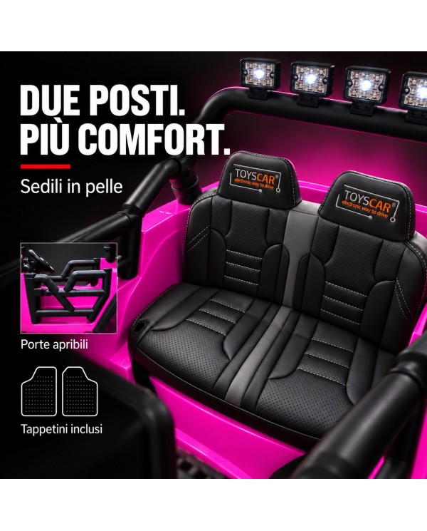Auto Elettrica per Bambini Big Adventure 24V Rosa 2 Posti 400W Sedile in Pelle con Tappetini|Toyscar