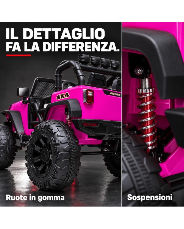 Auto Elettrica per Bambini Big Adventure 24V Rosa 2 Posti 400W Sedile in Pelle con Tappetini|Toyscar