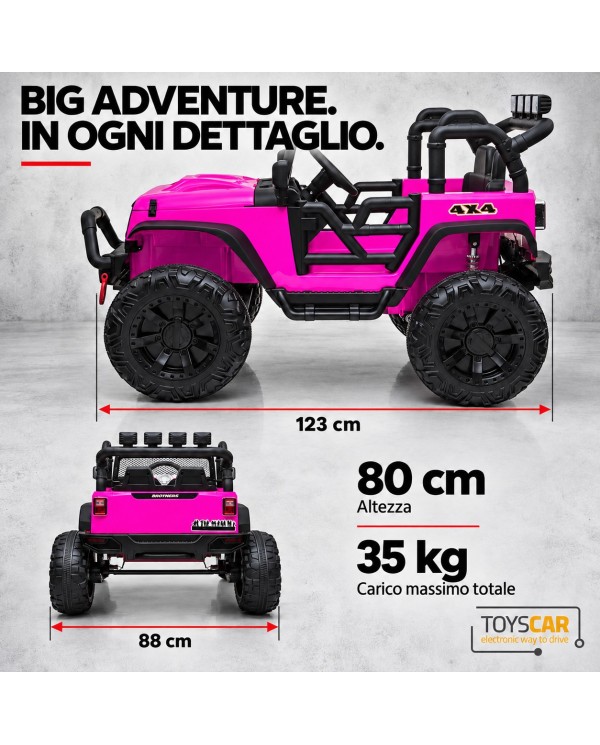 Auto Elettrica per Bambini Big Adventure 24V Rosa 2 Posti 400W Sedile in Pelle con Tappetini|Toyscar
