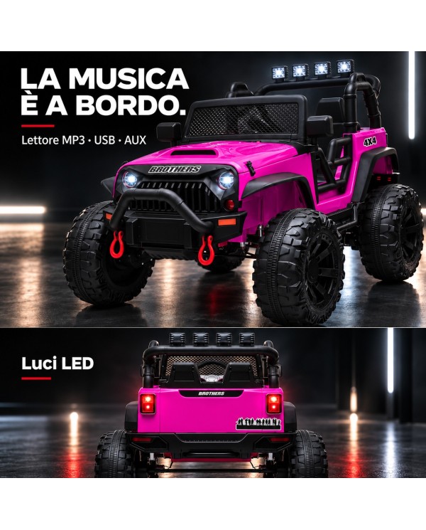 Auto Elettrica per Bambini Big Adventure 24V Rosa 2 Posti 400W Sedile in Pelle con Tappetini|Toyscar