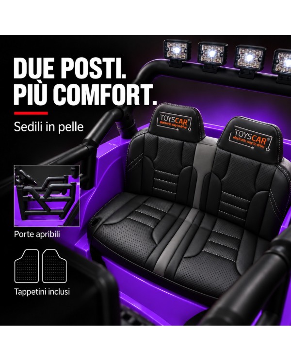 Auto Elettrica per Bambini Big Adventure 24V Viola 2 Posti 400W Sedile in Pelle con Tappetini|Toyscar