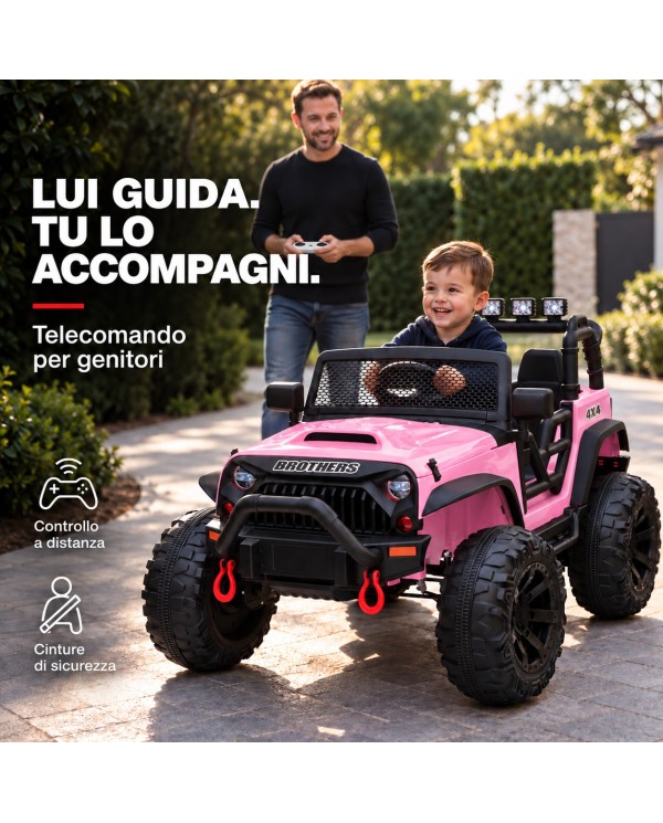 Auto Elettrica per Bambini Big Adventure 24V Rose 2 Posti 400W Sedile in Pelle con Tappetini|Toyscar