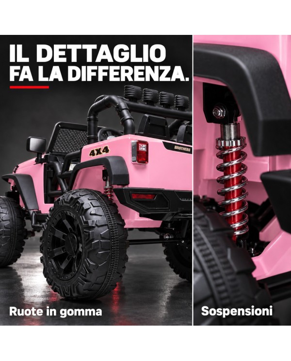 Auto Elettrica per Bambini Big Adventure 24V Rose 2 Posti 400W Sedile in Pelle con Tappetini|Toyscar