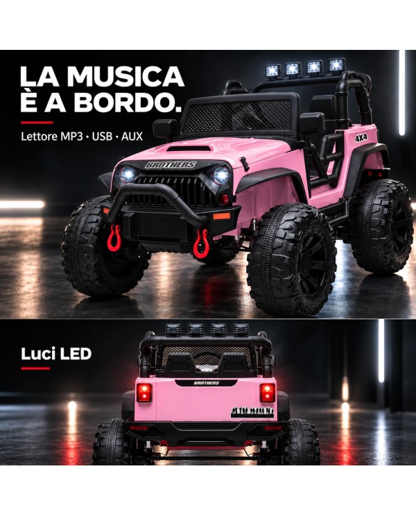Auto Elettrica per Bambini Big Adventure 24V Rose 2 Posti 400W Sedile in Pelle con Tappetini|Toyscar