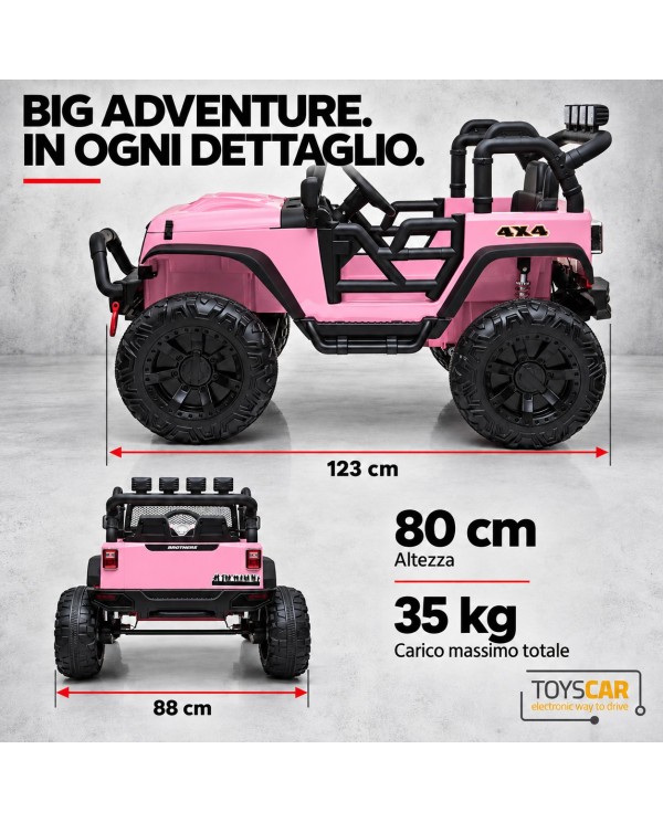 Auto Elettrica per Bambini Big Adventure 24V Rose 2 Posti 400W Sedile in Pelle con Tappetini|Toyscar