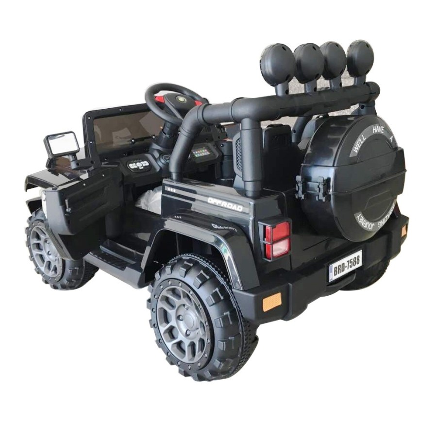 Auto Elettrica Jeep Adventure 12V - Ruote in Gomma e Sedili in Pelle Telecomando Mp3 Nera|Toys Car