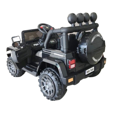 Auto Elettrica Jeep Adventure 12V - Ruote in Gomma e Sedili in Pelle Telecomando Mp3 Nera|Toys Car